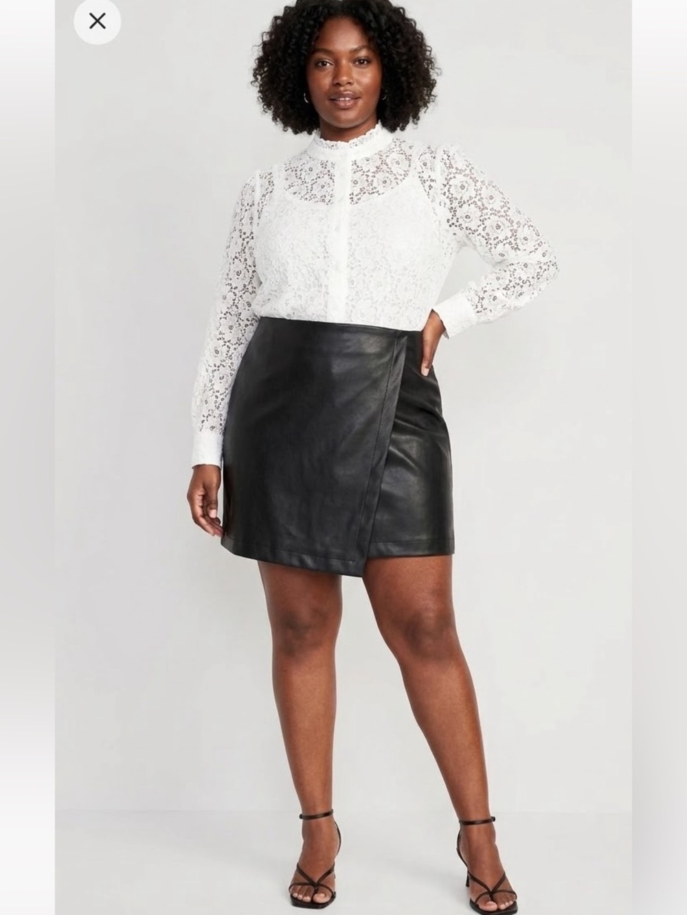 Old Navy Black Faux-Leather Wrap-Front Mini Skirt XXL